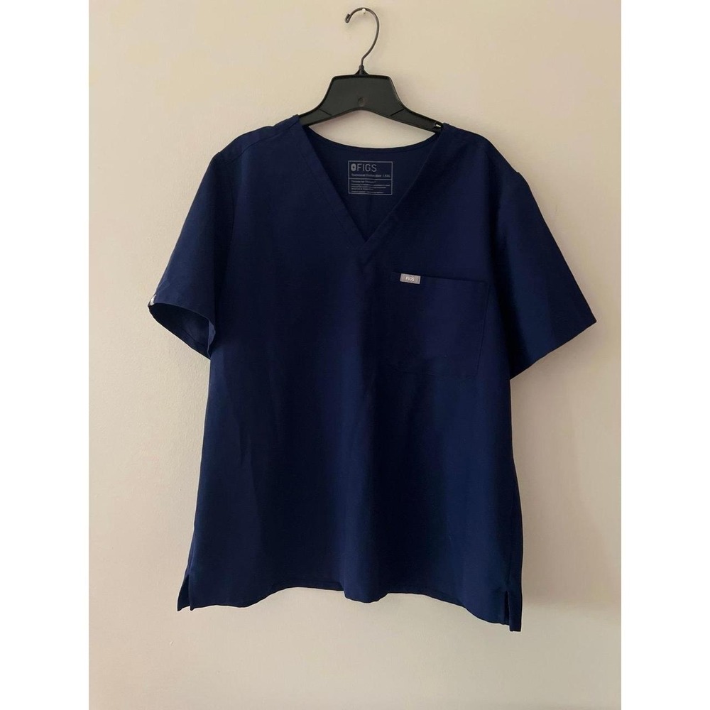 FIGS Women's Catarina Scrub Top V-Neck Short Sleeve Navy XXL